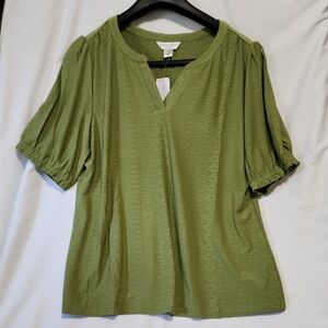 Christopher & Banks Textured Green Blouse